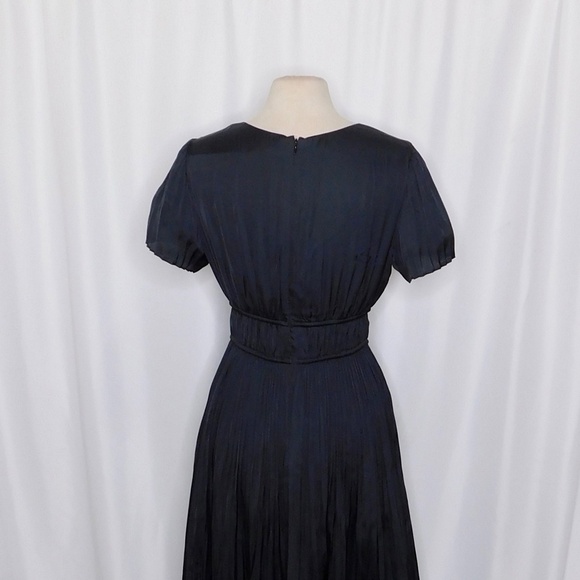 NWT!! J. CREW Pleated Tie Waist Dress Luster Georgette Solid Black Pleated 10 - Picture 11 of 16